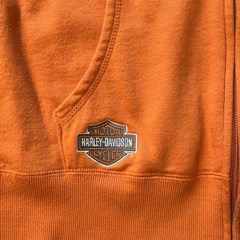Harley Davidson Full Zip Hoodie Women’s XL Orange - Picture 2 of 6